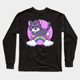 Over the Rainbow Kitty Cat Long Sleeve T-Shirt